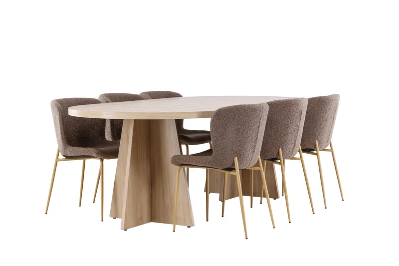 Bootcut Matgrupp 230 cm Rektangulär med 6 Modesto stolar - Whitewash/Brun - Products - Möbler - Bord & matgrupp - Matgrupp