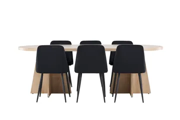 Bootcut Matgrupp 230 cm Rektangulär med 6 Night stolar - Whitewash/Svart - Products - Möbler - Bord & matgrupp - Matgrupp