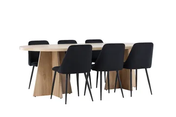 Bootcut Matgrupp 230 cm Rektangulär med 6 Night stolar - Whitewash/Svart - Products - Möbler - Bord & matgrupp - Matgrupp