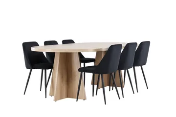 Bootcut Matgrupp 230 cm Rektangulär med 6 Night stolar - Whitewash/Svart - Products - Möbler - Bord & matgrupp - Matgrupp