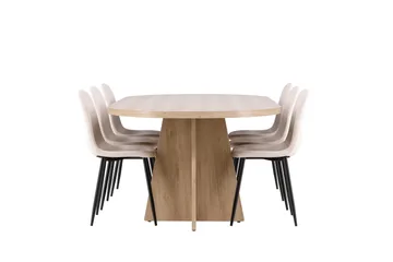 Bootcut Matgrupp 230 cm Rektangulär med 6 Polar stolar - Whitewash/Beige - Products - Möbler - Bord & matgrupp - Matgrupp