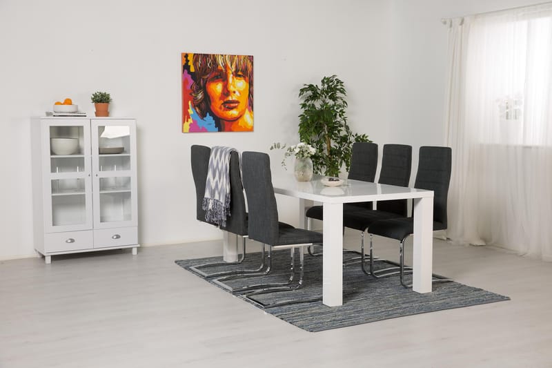 Cibus Matgrupp 180 cm med 6 Cibus Stol - Vit/Mörkgrå - Products - Möbler - Bord & matgrupp - Matgrupp