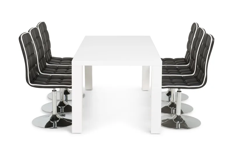 Cibus Matgrupp med 6 st Frida Stolar - Vit/Svart - Products - Möbler - Bord & matgrupp - Matgrupp