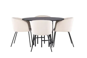 Copenhagen Matgrupp 115 cm Rund med 4 Berit stolar - Beige - Products - Möbler - Bord & matgrupp - Matgrupp