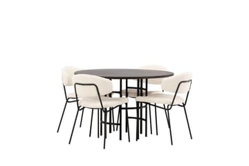 Copenhagen Matgrupp 115 cm Rund med 4 Chico Stolar - Svart - Products - Möbler - Bord & matgrupp - Matgrupp
