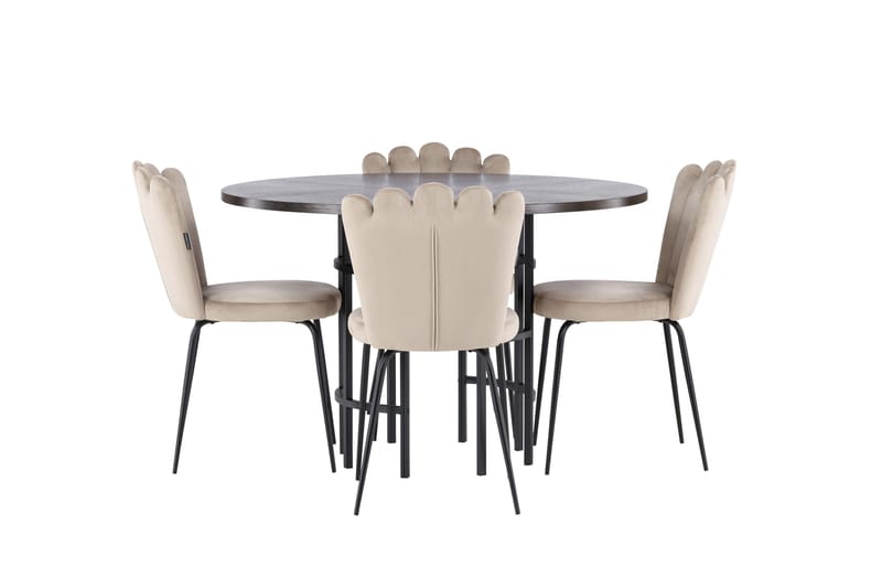 Copenhagen Matgrupp 115 cm Rund med 4 Limhamn stolar, Beige