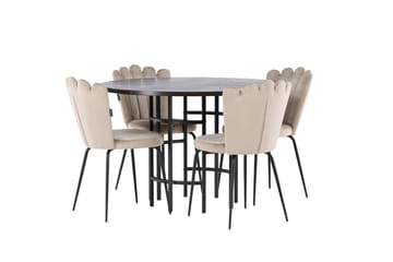 Copenhagen Matgrupp 115 cm Rund med 4 Limhamn stolar - Beige - Products - Möbler - Bord & matgrupp - Matgrupp