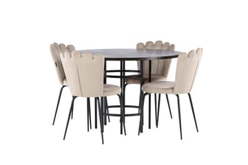 Copenhagen Matgrupp 115 cm Rund med 4 Limhamn stolar - Beige - Products - Möbler - Bord & matgrupp - Matgrupp