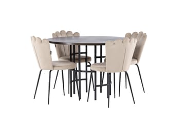 Copenhagen Matgrupp 115 cm Rund med 4 Limhamn stolar - Beige - Products - Möbler - Bord & matgrupp - Matgrupp
