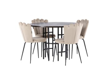 Copenhagen Matgrupp 115 cm Rund med 4 Limhamn stolar - Beige - Products - Möbler - Bord & matgrupp - Matgrupp