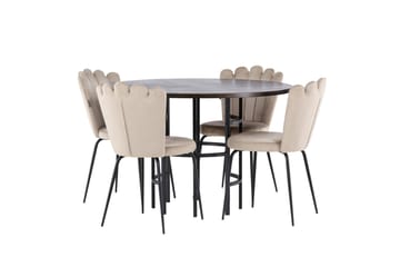 Copenhagen Matgrupp 115 cm Rund med 4 Limhamn stolar - Beige - Products - Möbler - Bord & matgrupp - Matgrupp
