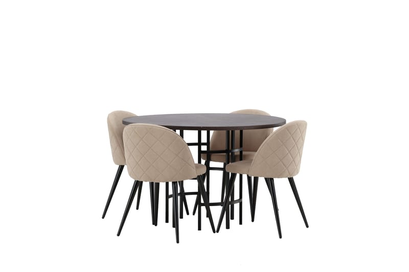Copenhagen Matgrupp 115 cm Rund med 4 Velvet stolar - Beige - Products - Möbler - Bord & matgrupp - Matgrupp