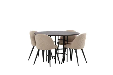Copenhagen Matgrupp 115 cm Rund med 4 Velvet stolar - Beige - Products - Möbler - Bord & matgrupp - Matgrupp