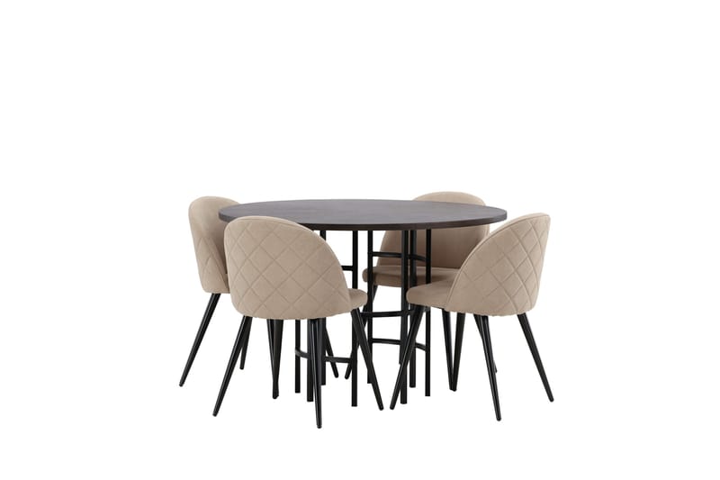 Copenhagen Matgrupp 115 cm Rund med 4 Velvet stolar - Beige - Products - Möbler - Bord & matgrupp - Matgrupp