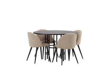 Copenhagen Matgrupp 115 cm Rund med 4 Velvet stolar - Beige - Products - Möbler - Bord & matgrupp - Matgrupp
