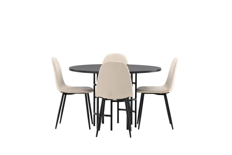 Copenhagen Matgrupp 115 cm Rund med 4 Polar stolar, Beige