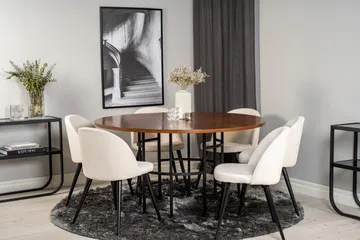 Copenhagen Matgrupp 140 cm Rund med 6 Velvet stolar - Svart - Products - Möbler - Bord & matgrupp - Matgrupp