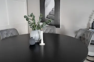 Copenhagen Matgrupp med 6 Valera Lyx Sammetsstolar Svart/Grå - Furniture Fashion - Products - Möbler - Bord & matgrupp - Matgrupp