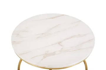 Coralla Soffbord 70 cm Runt Marmormönster - Vit/Guld - Products - Möbler - Bord & matgrupp - Soffbord