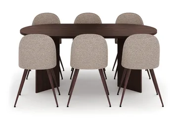 Dano Matbord 180 cm  med 6 Nibe Plus Matstolar - Valnöt / Greige - Products - Möbler - Bord & matgrupp - Matgrupp