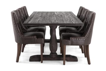 Dijon Matgrupp 200 cm med 6 Tuva Fåtölj - Vintage Trä / Brun Pu - Products - Möbler - Bord & matgrupp - Matgrupp