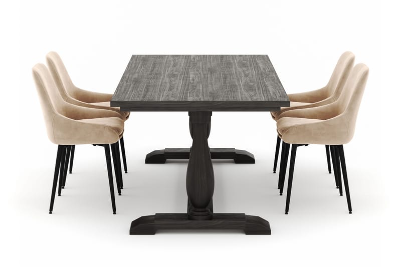 Dijon Matgrupp 200x100cm med 4 Alsarp Matstolar - Brun - Products - Möbler - Bord & matgrupp - Matgrupp