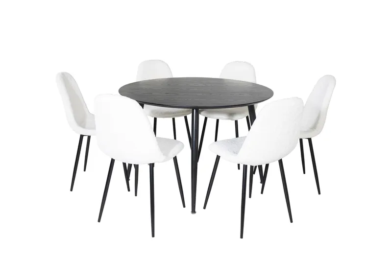 Dipp Matgrupp 115 cm Rund med 6 Polar stolar, Svart