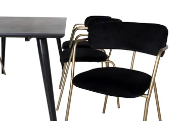 Dipp Matgrupp 180 cm Rektangulär med 6 Arrow stolar - Svart/Guld - Products - Möbler - Bord & matgrupp - Matgrupp