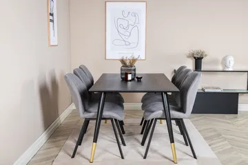 Dipp Matgrupp 180 cm Rektangulär med 6 Gemma stolar - Svart/Guld - Products - Möbler - Bord & matgrupp - Matgrupp