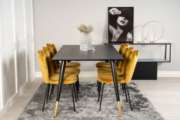 Dipp Matgrupp 180 cm Rektangulär med 6 Limhamn stolar - Svart/Guld - Products - Möbler - Bord & matgrupp - Matgrupp