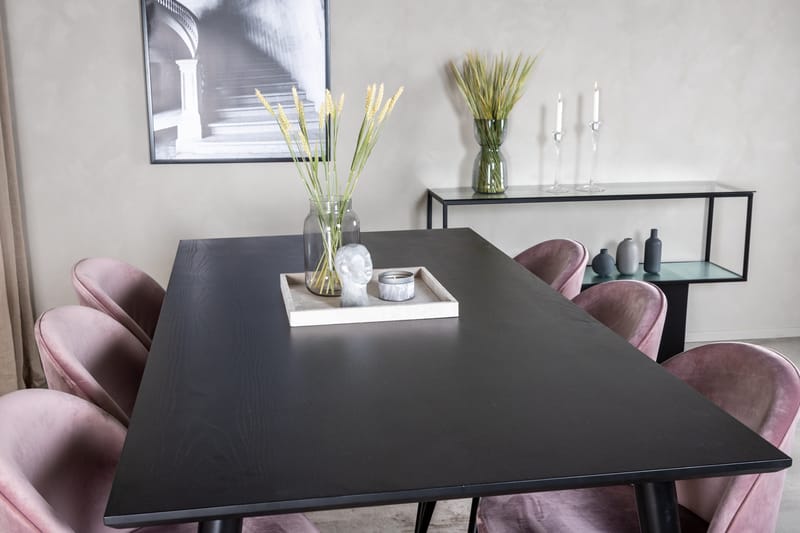 Dipp Matgrupp 180 cm Rektangulär med 6 Velvet stolar - Svart - Products - Möbler - Bord & matgrupp - Matgrupp