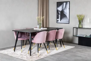 Dipp Matgrupp 180 cm Rektangulär med 6 Velvet stolar - Svart - Products - Möbler - Bord & matgrupp - Matgrupp