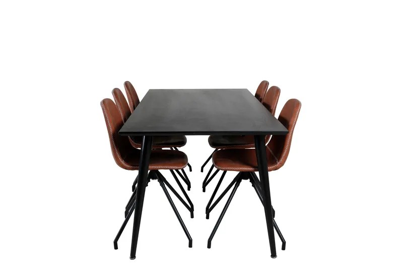 Dipp Matgrupp 180 cm Rektangulär med 6 Polar stolar, Svart