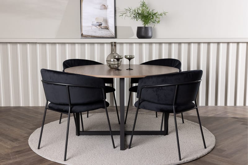 Durango Matgrupp 120 cm Rund med 4 Selma Stolar - Valnöt - Products - Möbler - Bord & matgrupp - Matgrupp