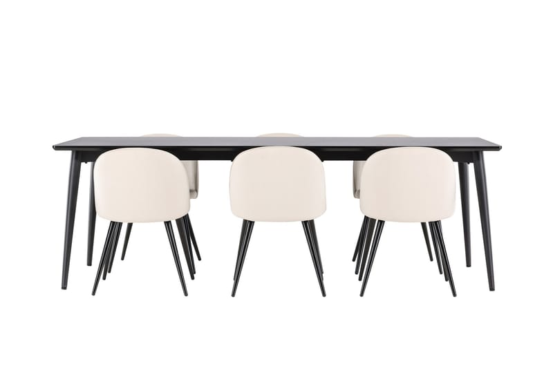 Ellis Matgrupp 230 cm Rektangulär med 6 Velvet stolar - Svart/Beige - Products - Möbler - Bord & matgrupp - Matgrupp