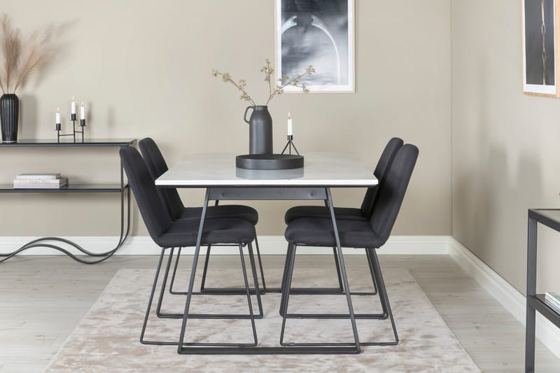 Estelle Matgrupp 140 cm Rektangulär med 4 Muce stolar - Svart - Products - Möbler - Bord & matgrupp - Matgrupp