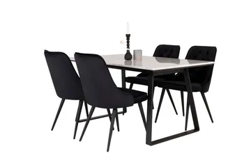Estelle Matgrupp 140 cm Rektangulär med 4 Velvet Deluxe stolar - Svart - Products - Möbler - Bord & matgrupp - Matgrupp