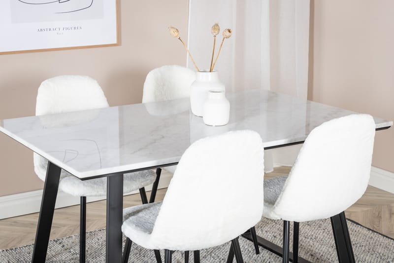 Estelle Matgrupp 140 cm Rektangulär med 4 Polar stolar - Svart - Products - Möbler - Bord & matgrupp - Matgrupp