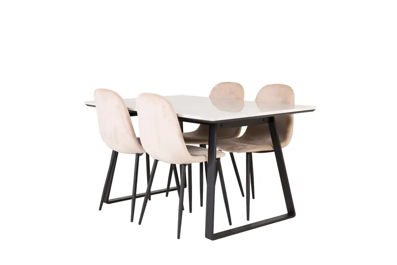 Estelle Matgrupp 140 cm Rektangulär med 4 Polar stolar - Beige - Products - Möbler - Bord & matgrupp - Matgrupp