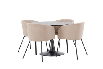 Glade Matgrupp 100 cm Rund med 4 Berit stolar - Beige - Products - Möbler - Bord & matgrupp - Matgrupp