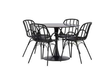 Glade Matgrupp 100 cm Rund med 4 Dyrön stolar - Svart - Products - Möbler - Bord & matgrupp - Matgrupp