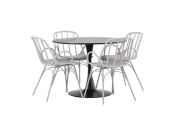 Glade Matgrupp 100 cm Rund med 4 Dyrön stolar - Svart - Products - Möbler - Bord & matgrupp - Matgrupp