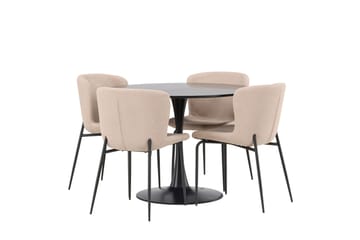 Glade Matgrupp 100 cm Rund med 4 Modesto stolar - Beige - Products - Möbler - Bord & matgrupp - Matgrupp