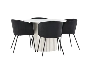 Härön Matgrupp 110 cm Rund med 4 Berit stolar - Vit/Svart - Products - Möbler - Bord & matgrupp - Matgrupp