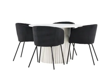 Härön Matgrupp 110 cm Rund med 4 Berit stolar - Vit/Svart - Products - Möbler - Bord & matgrupp - Matgrupp