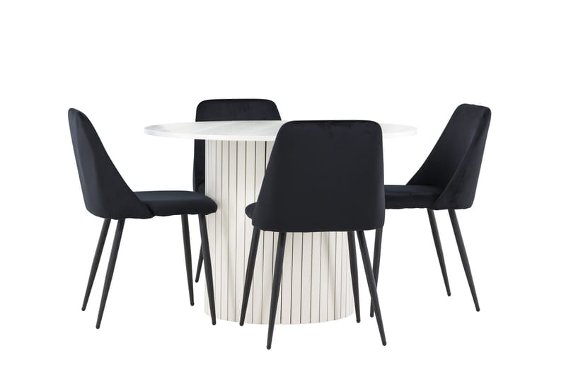 Härön Matgrupp 110 cm Rund med 4 Night stolar - Vit/Svart - Products - Möbler - Bord & matgrupp - Matgrupp