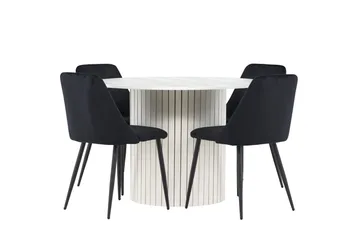 Härön Matgrupp 110 cm Rund med 4 Night stolar - Vit/Svart - Products - Möbler - Bord & matgrupp - Matgrupp