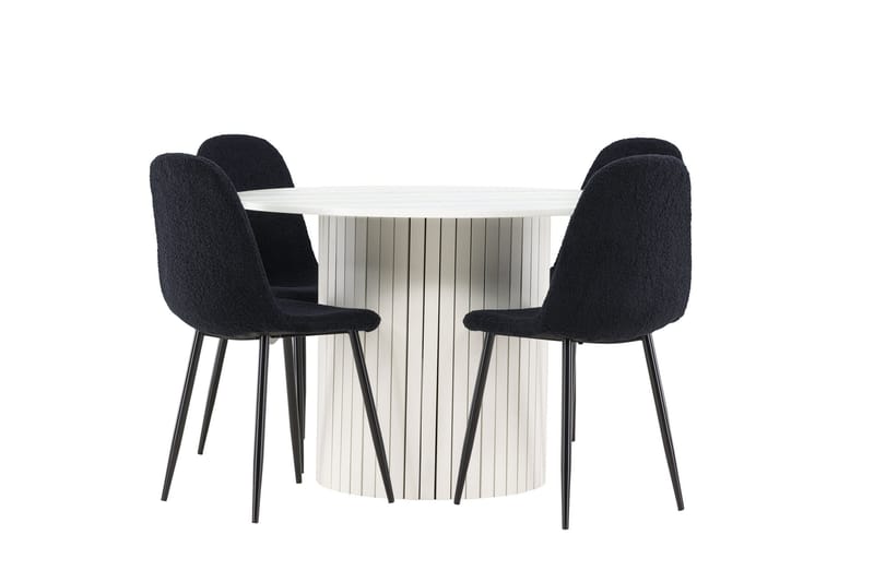 Härön Matgrupp 110 cm Rund med 4 Polar stolar - Vit/Svart - Products - Möbler - Bord & matgrupp - Matgrupp