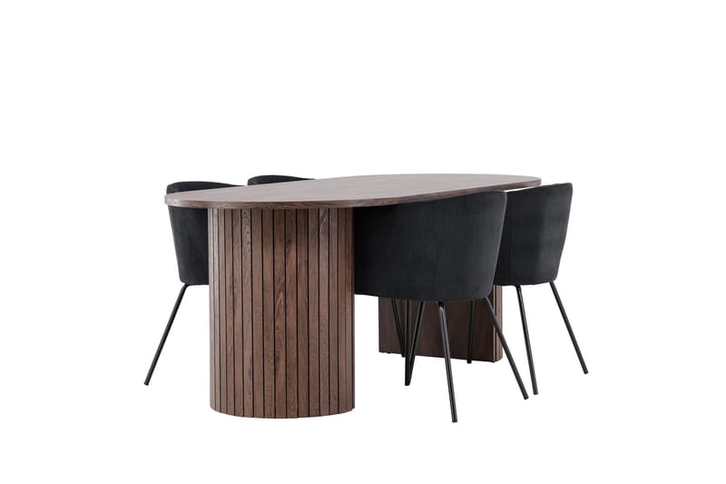 Härön Matgrupp 200 cm Oval med 4 Berit stolar - Mocca/Svart - Products - Möbler - Bord & matgrupp - Matgrupp