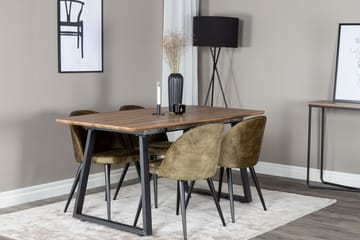 Inca Matgrupp 160 cm Rektangulär med 4 Velvet stolar - Svart - Products - Möbler - Bord & matgrupp - Matgrupp